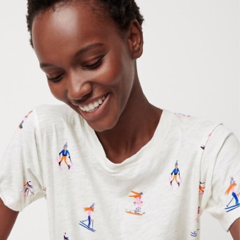 J Crew Skiers Vintage Cotton Graphic Tee ~ NWT